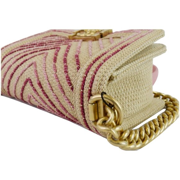 Chanel Small Boy Chevron Cotton Mixed Fibers - Picture 6 of 12